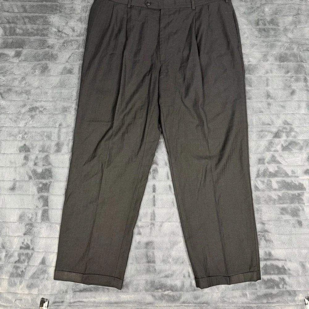Jos. A. Bank Executive Collection Mens 40R Wool Pleated Cuffed Dress Pants Gray